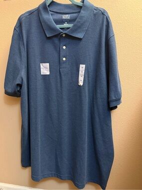 NEW! CROFT & BARROW Men’s Polo 3XB Blue Wrinkle Free Sustainable Big And Tall